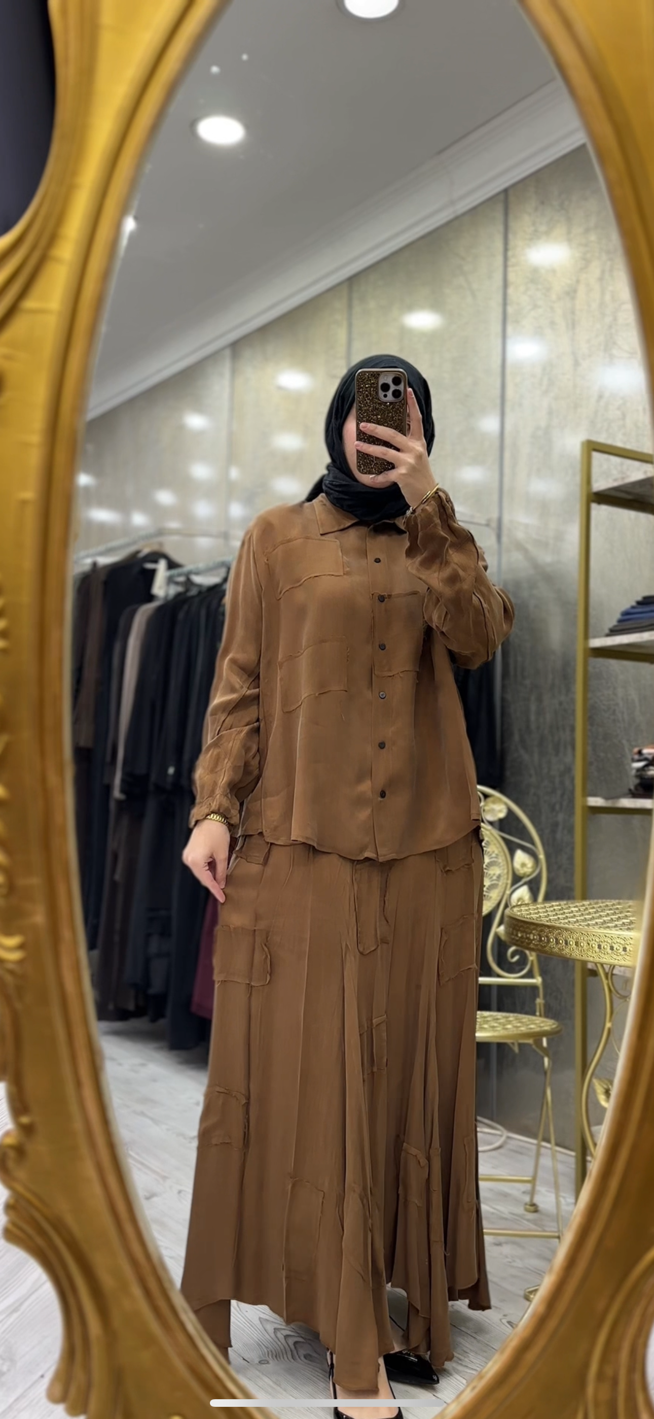 Misswhence Patchwork Cupro İpek Etek Takım